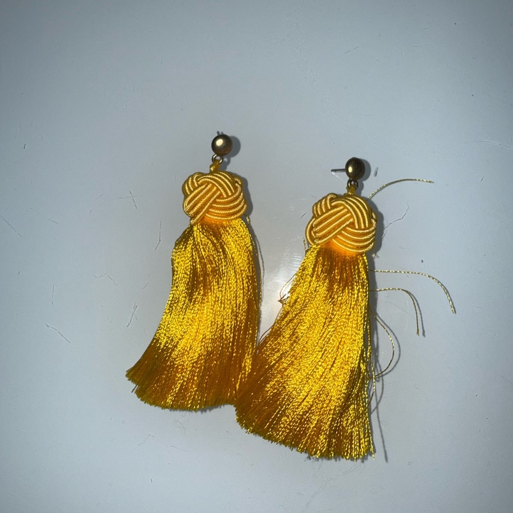 Elegant Yellow Tassel Earrings
